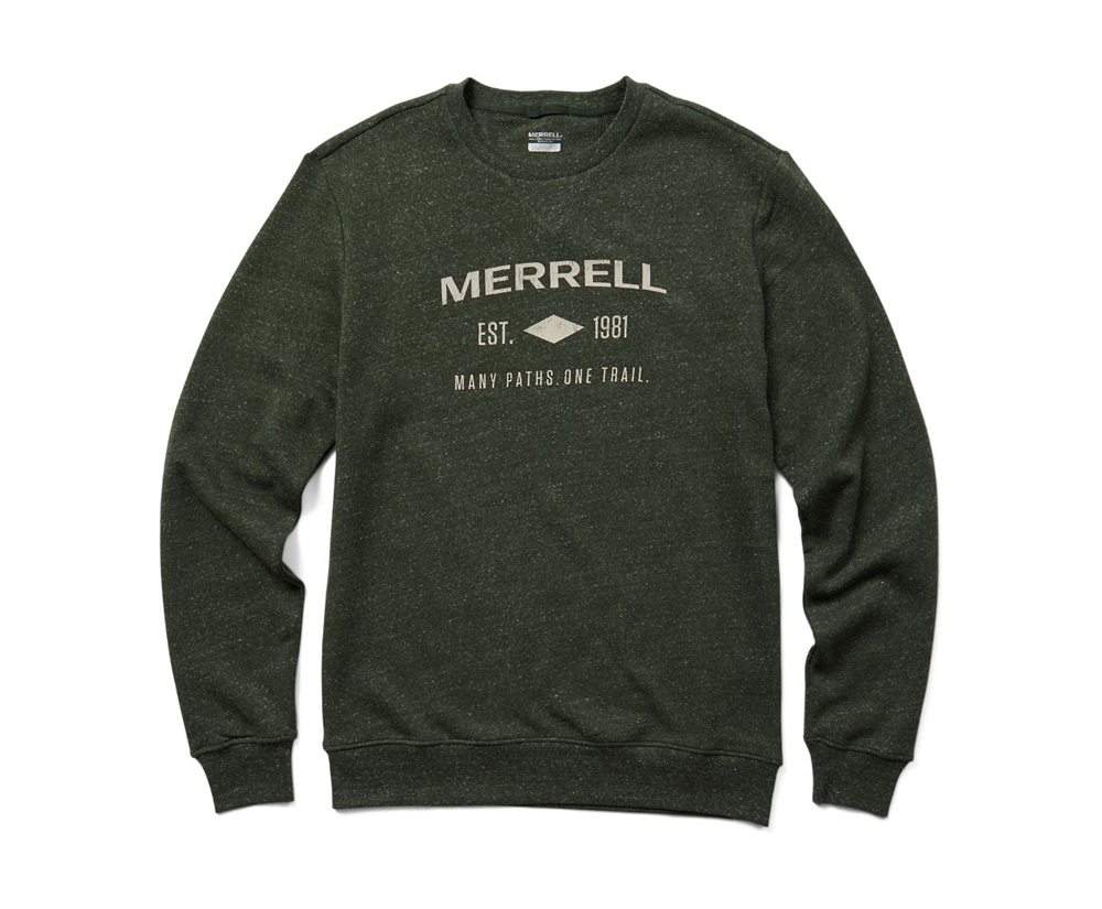Merrell Pullover Olive - Est 1981 Wordmark Crewneck - Mens 63FEXDPRS